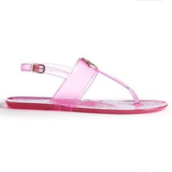 JUICY COUTURE Sandals T-Strap Logo Jelly Pink Size XL 11 - Picture 2 of 6